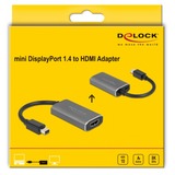 DeLOCK Mini DisplayPort 1.4 > HDMI adapter Zwart/grijs, 0,2 meter, 8K, HDR-functie