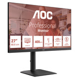 AOC U27E4CV 27" 4K Ultra HD monitor Zwart, 1x DisplayPort, 2x HDMI, 1x USB-C, 4x USB-A, 1x RJ-45