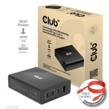 Club 3D Travel Charger 132W GAN technology Zwart, USB-A, USB-C, Power Delivery (PD) 3.0