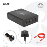 Club 3D Travel Charger 132W GAN technology Zwart, USB-A, USB-C, Power Delivery (PD) 3.0