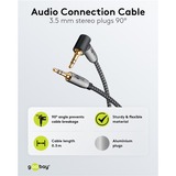 goobay Plus 3,5 mm stereo jack naar 3,5 mm stereo jack 90° kabel Zwart/zilver, 0,5 meter