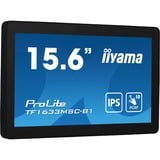 iiyama ProLite TF1633MSC-B1 15.6" touchscreen monitor Zwart, Touch, HDMI, DisplayPort, Audio, USB