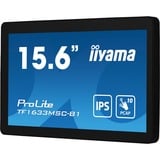 iiyama ProLite TF1633MSC-B1 15.6" touchscreen monitor Zwart, Touch, HDMI, DisplayPort, Audio, USB