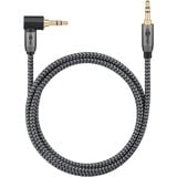 goobay Plus 3,5 mm stereo jack naar 3,5 mm stereo jack 90° kabel Zwart/zilver, 1 meter