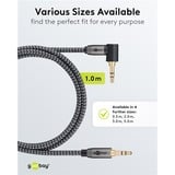 goobay Plus 3,5 mm stereo jack naar 3,5 mm stereo jack 90° kabel Zwart/zilver, 1 meter