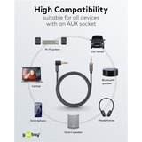 goobay Plus Audio 3,5 mm aux stereoverbindingskabel 90° Zwart/zilver, 1 meter
