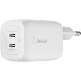 Belkin BoostCharge Pro 2-poorts USB-C GaN-wandlader met PPS, 65 W + USB-C/USB-C-kabel Wit