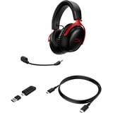 HyperX Cloud III Wireless over-ear gaming headset Zwart/rood, Pc, PlayStation 4, PlayStation 5