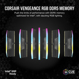 Corsair 32GB DDR5-6000 (2x16GB) Kit werkgeheugen Zwart, CMH32GX5M2B6000C38, Vengeance RGB, XMP