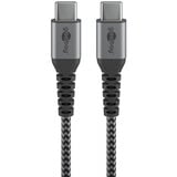 goobay USB-C textielkabel met metalen aansluitingen Grijs/zilver, 0,5 meter, 60W