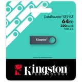 Kingston DataTraveler SE9 G3 64 GB usb-stick Donkergrijs, KE-U2X64-1AC, USB-A 3.2 (5 Gbit/s)