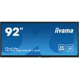 iiyama ProLite TE9218UWI-B1AG 91.5" Ultra Wide Public Display Zwart (mat), Touch, HDMI, DisplayPort, USB-C, Audio, Android