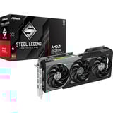 ASRock Radeon RX 9070 XT Steel Legend Dark 16GB grafische kaart 3x DisplayPort, 1x HDMI 2.1, RDNA4