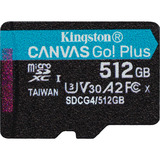 Kingston Canvas Go! Plus microSDXC 512 GB geheugenkaart Zwart, Class 10, UHS-I U3, V30, A2