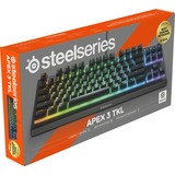 SteelSeries Apex 3 TKL RGB gaming toetsenbord Zwart, US lay-out (QWERTY), SteelSeries Whisper-Quiet, 80% (TKL)	