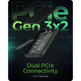 ICY BOX IB-2817M-C32 externe behuizing Zwart, 2 bay behuizing voor M.2 NVMe via USB-C 3.2 Gen 2x2