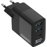 Sitecom 30W GaN Power Delivery oplader met led-scherm Zwart, 1x USB-C, 2x USB-A