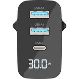 Sitecom 30W GaN Power Delivery wandoplader met led-scherm Zwart