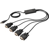 Digitus USB 2.0 > 4x RS232 kabel Zwart, 1,5 meter