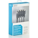 Digitus USB 2.0 > 4x RS232 kabel Zwart, 1,5 meter