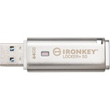 Kingston IronKey Locker+ 50 64 GB usb-stick Aluminium, USB-A 3.2 Gen 1 (5 Gbit/s)