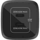 Belkin BoostCharge Pro 2-poorts USB-C GaN-wandlader met PPS (45 W) Zwart