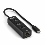 Club 3D USB-C 5 Gbps naar 3 poorten USB Type-A-hub met Gigabit Ethernet adapter Zwart
