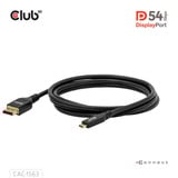 Club 3D USB-C naar DisplayPort 2.1 DP54 Bi-Directioneel kabel, 8K120Hz 2m Zwart