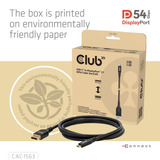 Club 3D USB-C naar DisplayPort 2.1 kabel Zwart, 2 meter