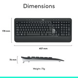 Logitech MK540 Advanced - Draadloze toetsenbord- en muiscombinatie, desktopset Donkergrijs, EU lay-out (QWERTY), 1000 dpi