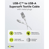 goobay Supersoft USB-C naar USB-A 2.0 kabel Wit, 1 meter