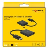 DeLOCK DisplayPort 1.4 naar 2x HDMI splitter MST Zwart