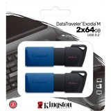 Kingston DataTraveler Exodia M 64 GB usb-stick Blauw/zwart, 2 stuks, USB-A 3.2 Gen 1