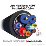 Club 3D  Ultra High Speed AOC HDMI 2.1 gecertificeerde unidirectioneel kabel male-male Zwart, 20 meter, 4K 120Hz, 8K 60Hz, 48Gbps