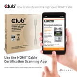 Club 3D  Ultra High Speed AOC HDMI 2.1 gecertificeerde unidirectioneel kabel male-male Zwart, 20 meter, 4K 120Hz, 8K 60Hz, 48Gbps