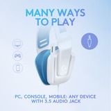 Logitech G335 Wired over-ear gaming headset Wit/blauw, Pc, PlayStation 4, PlayStation 5, Xbox One, Xbox Series X|S, Nintendo Switch