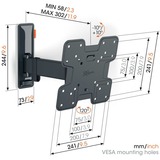 Vogels COMFORT TVM 3225 Draaibare tv-beugel wandmontage  Zwart, 19-43"