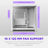 NZXT H6 midi tower behuizing Wit | 2x USB-A | 1x USB-C | Tempered Glass