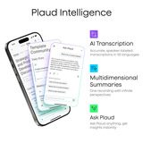 Plaud Note Pro dicteerapparaat Zilver, 64 GB, Bluetooth (BLE 5.4), Dual-band Wi-Fi (2.4GHz & 5GHz)