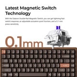 Keychron K2HE All-Wood Special Edition mechanisch toetsenbord Houtkleur, US lay-out (QWERTY), Gateron Double-Rail Magnetic Nebula, 75%, Gateron Double-Rail Magnetic, OSA PBT double-shot, hot swap, Bluetooth 5.2 | USB-C