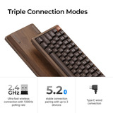 Keychron K2HE All-Wood Special Edition mechanisch toetsenbord Houtkleur, US lay-out (QWERTY), Gateron Double-Rail Magnetic Nebula, 75%, Gateron Double-Rail Magnetic, OSA PBT double-shot, hot swap, Bluetooth 5.2 | USB-C