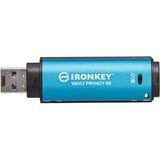 Kingston IronKey Vault Privacy 50 8 GB usb-stick Lichtblauw/zwart, USB-A 3.2 Gen 1 (5 Gbit/s)