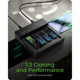 ICY BOX IB-4013MCL-C4 4-Bays USB4 Duplicator (1:3 klonen) dockingstation Zwart