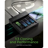 ICY BOX IB-4013MCL-C4 4-Bays USB4® Duplicator (1:3 klonen) dockingstation Zwart