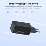 Lenovo 65W Mini USB-C GaN Charger Zwart, 1x USB-C