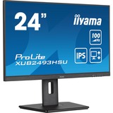 iiyama ProLite XUB2493HSU-B7 24" monitor Zwart (mat), 100 Hz, HDMI, DisplayPort, USB, Audio, Adaptive Sync