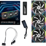 Lian Li UNI FAN SL120 Wireless Reverse Blade case fan Zwart, 3 stuks, 4-pin PWM fan-connector