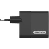 Sitecom 65W GaN Power Delivery wandoplader met led-scherm Zwart