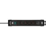 Brennenstuhl Premium-Line 4-voudige stekkerdoos met USB stekkerdoos Zwart, 4x stekker, 1x USB-A, 1x USB-C