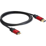 DeLOCK USB-A 3.2 Gen 1 naar micro-USB-B 3.2 Gen 1 kabel Zwart/rood, 2 meter